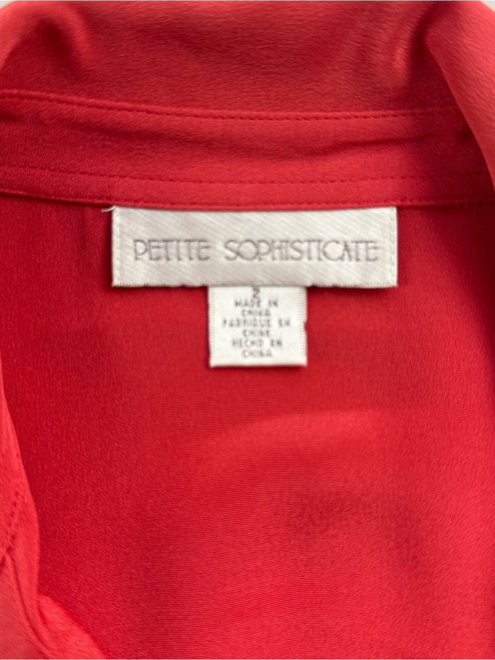 vtg Y2K Petite Sophisticate 100% Silk Sleeveless Button Front Blouse Coral Red 2 - Picture 5 of 8